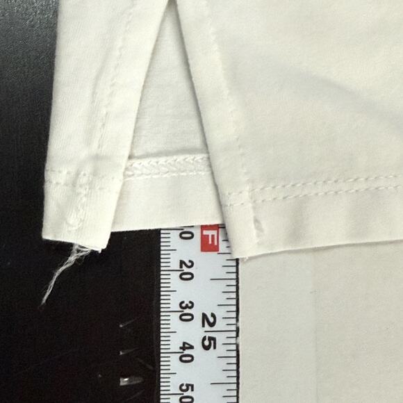 Chicos M Ruffle Bell Sleeve Top White Crewneck 3/4 Sleeve Cotton Blend Boxy - Picture 9 of 9